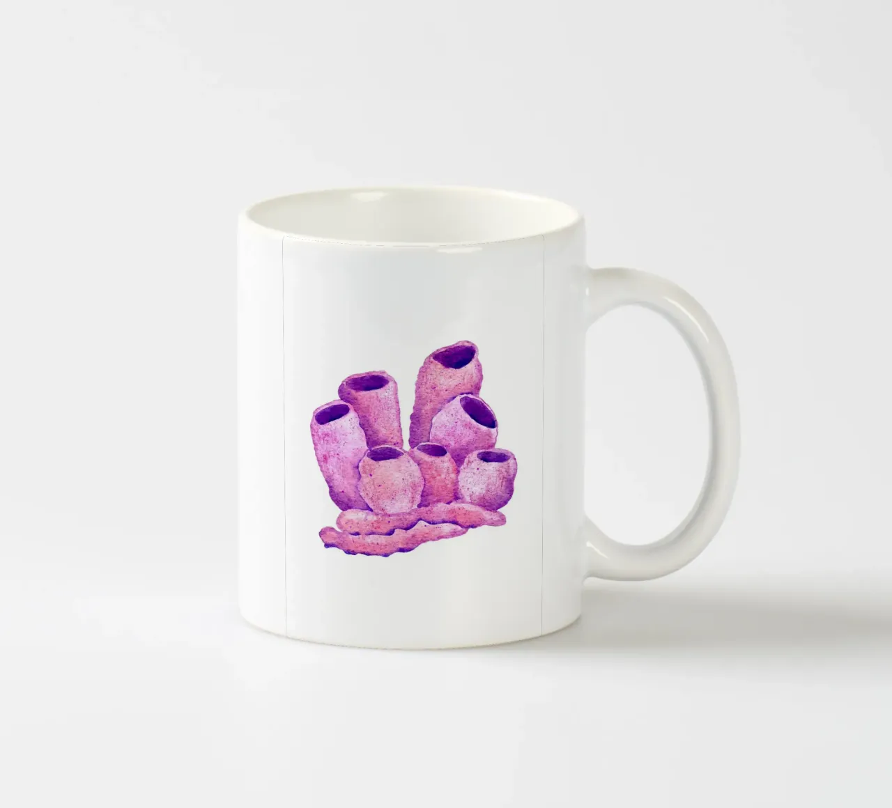 Corallo tubolare rosa e viola - Cluster di scogliera acquerellata tazza in ceramica da NorwesClub