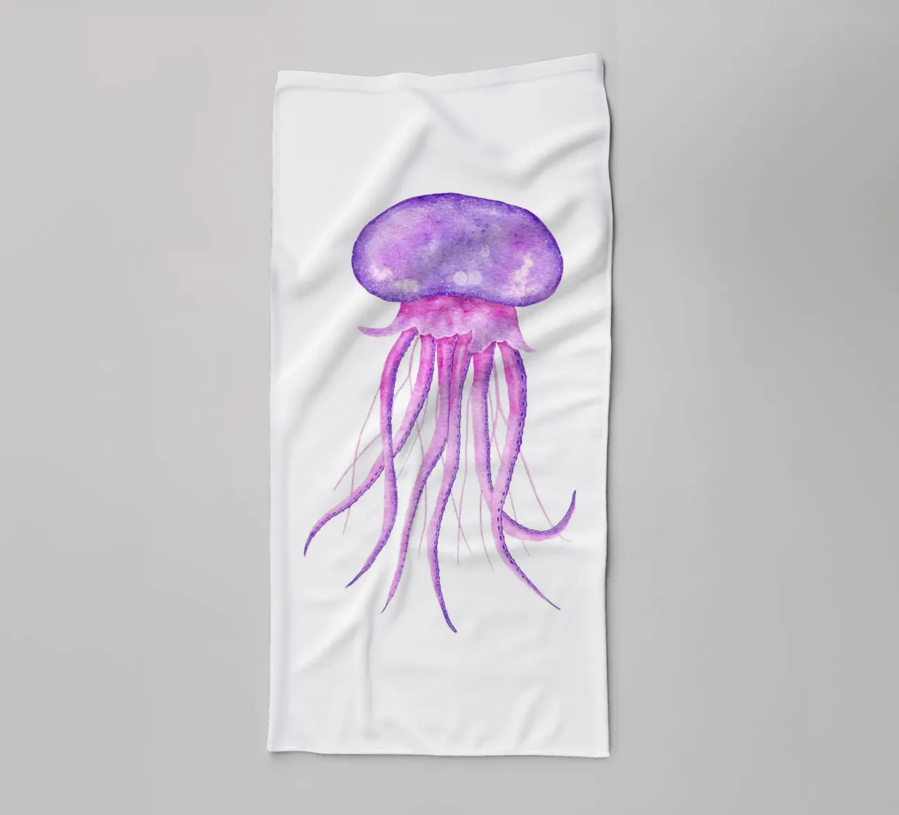Vivid Purple Jellyfish - Watercolor Marine Life Art towel by NorwesClub