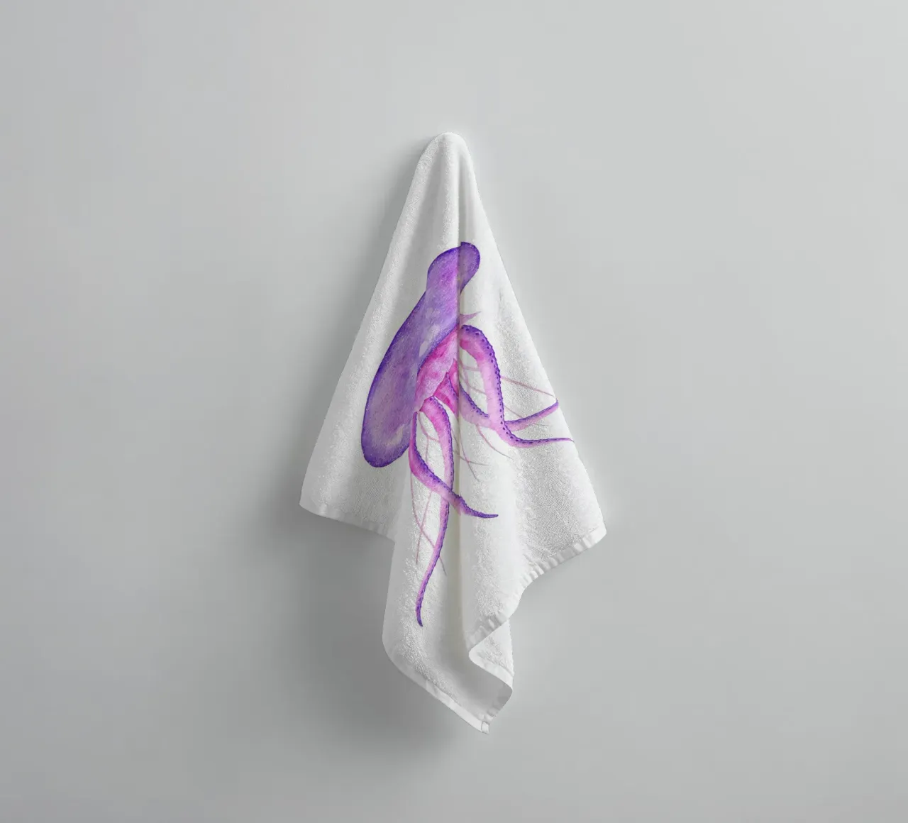 Vivid Purple Jellyfish - Watercolor Marine Life Art towel by NorwesClub