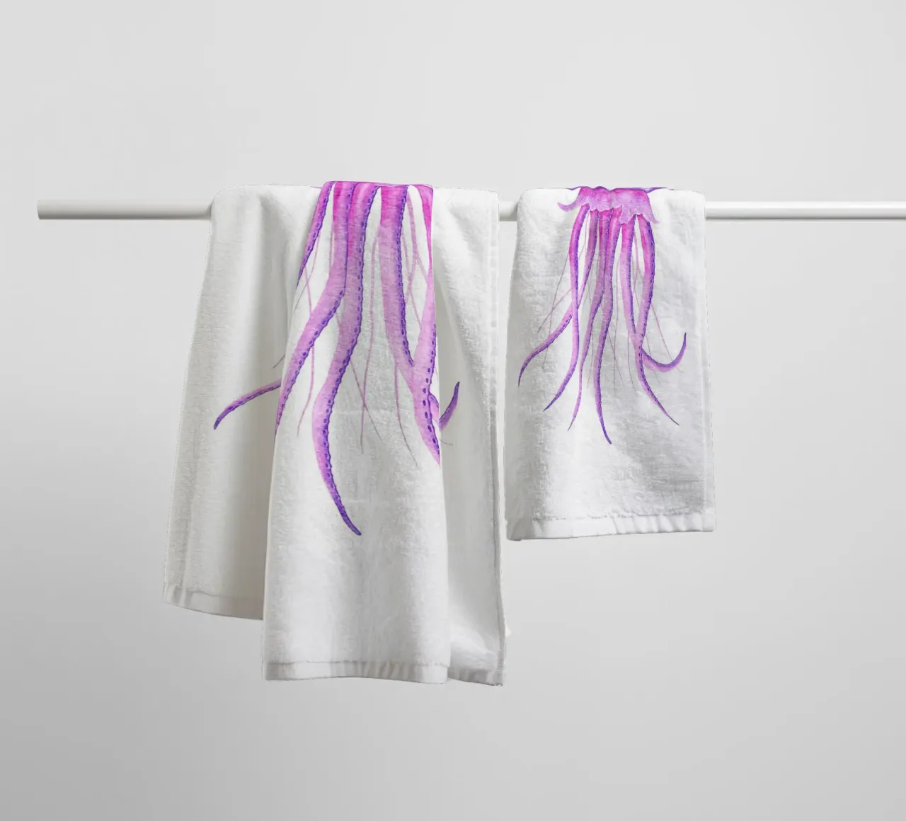 Vivid Purple Jellyfish - Watercolor Marine Life Art towel by NorwesClub