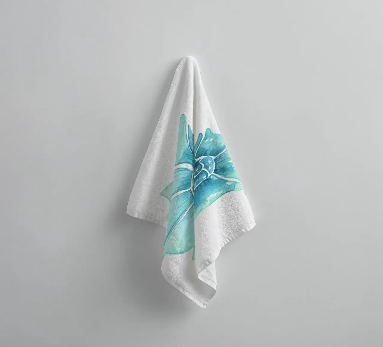 Spiral Seashell Bloom - Watercolor Coastal Aqua Art towel by NorwesClub
