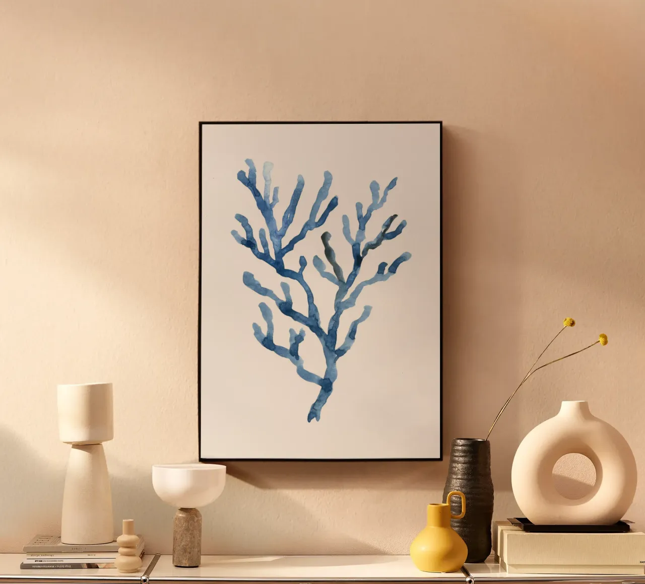 Ozeanblaue verzweigte Koralle - Aquarell Meereskunst Acryl-Glas von NorwesClub