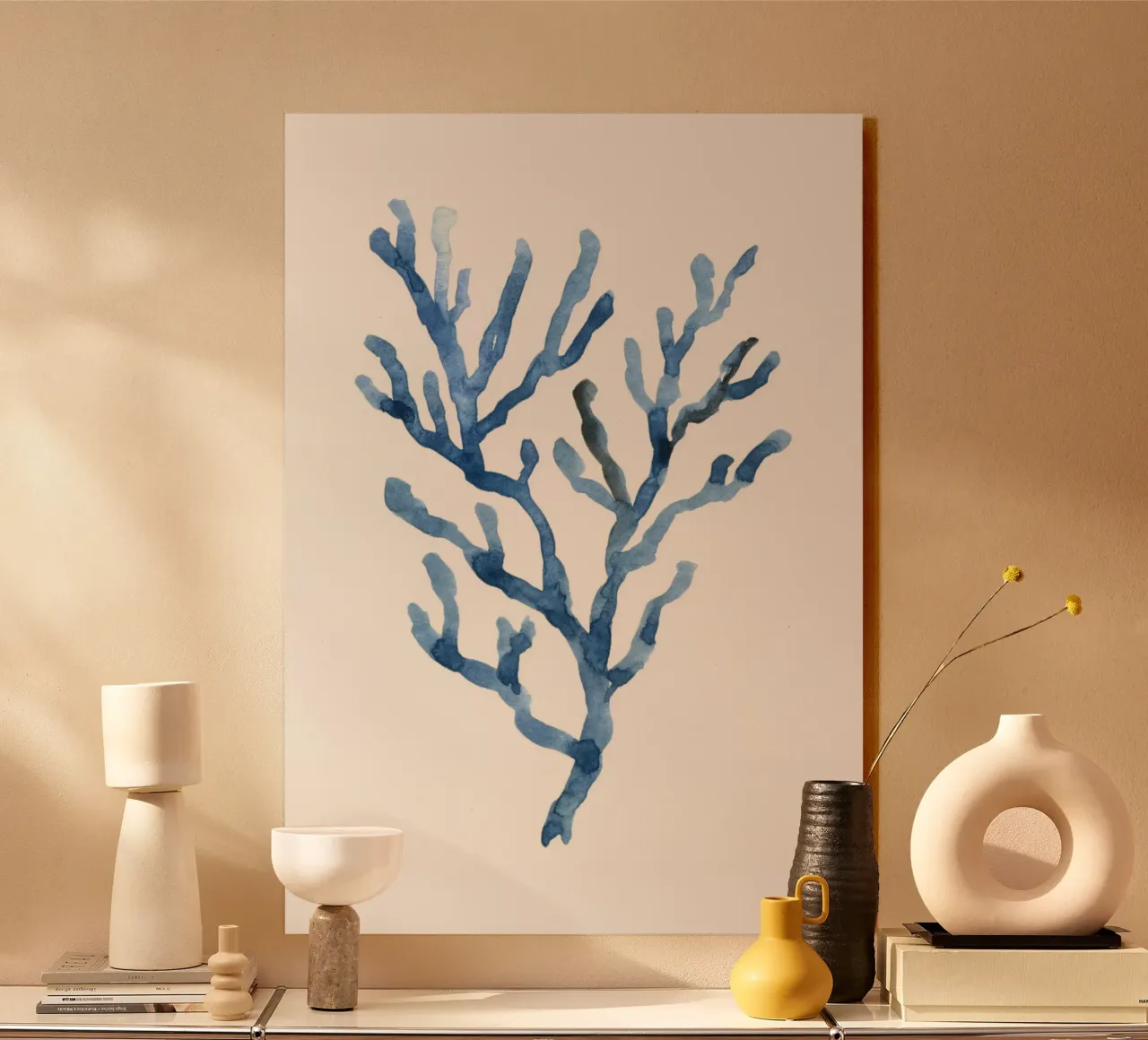 Ozeanblaue verzweigte Koralle - Aquarell Meereskunst Acryl-Glas von NorwesClub