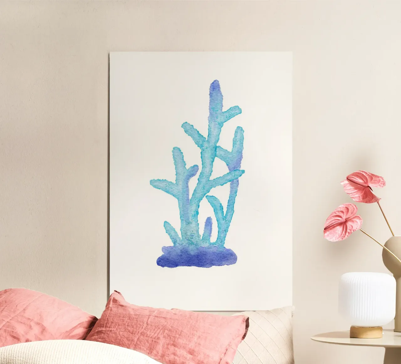 Levendige Koraal Cluster - Aquarel Marine Rif Kunst poster van NorwesClub