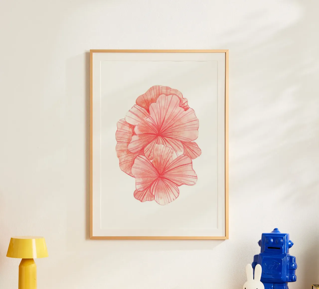 Ibisco rosa tenue - Acquerello arte floreale tropicale poster con telaio in alluminio da NorwesClub