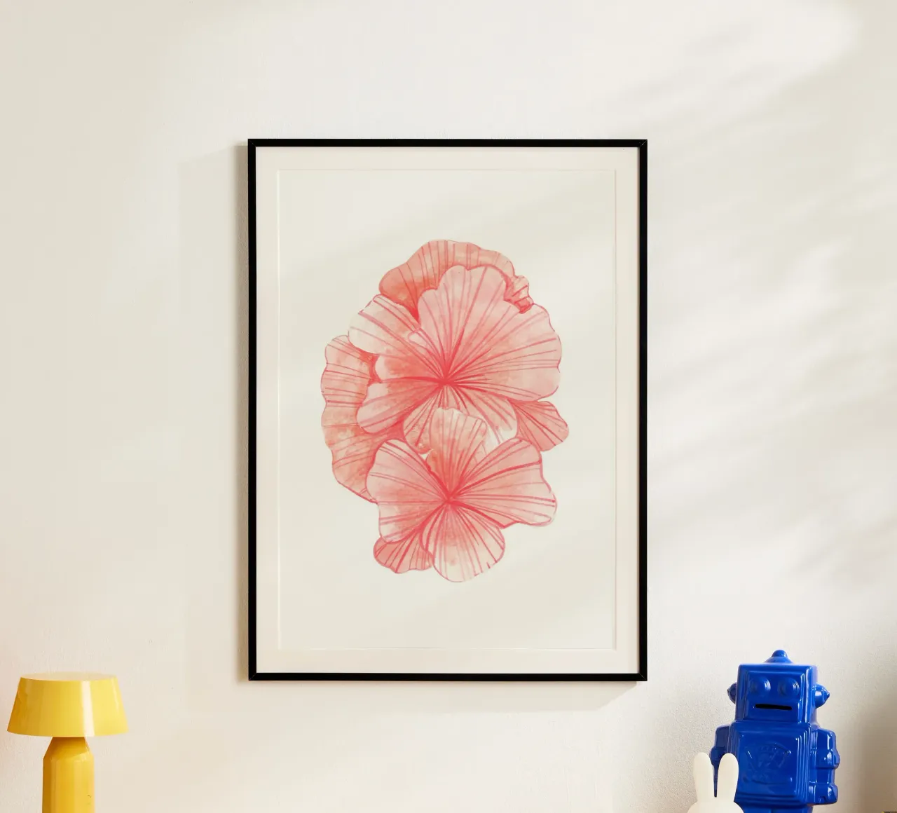 Ibisco rosa tenue - Acquerello arte floreale tropicale poster con telaio in alluminio da NorwesClub