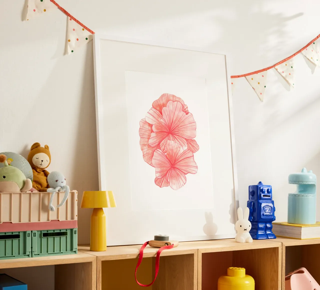 Ibisco rosa tenue - Acquerello arte floreale tropicale poster con telaio in alluminio da NorwesClub