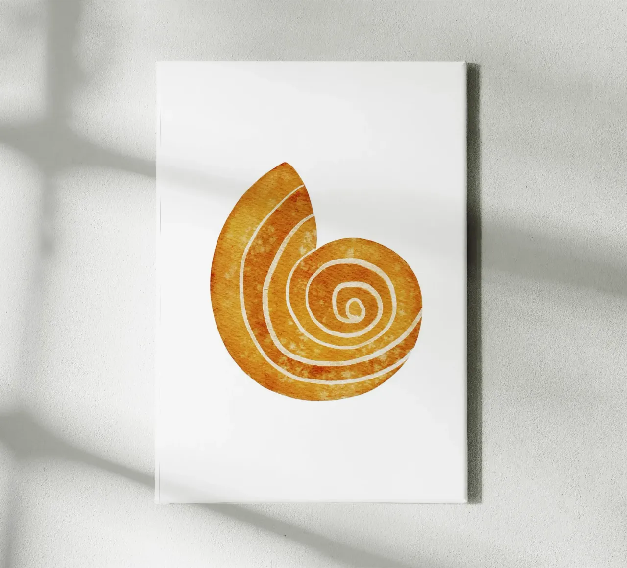 Golden Spiral Shell - Watercolor Coastal Abstract Art canvas with Floater frame by NorwesClub