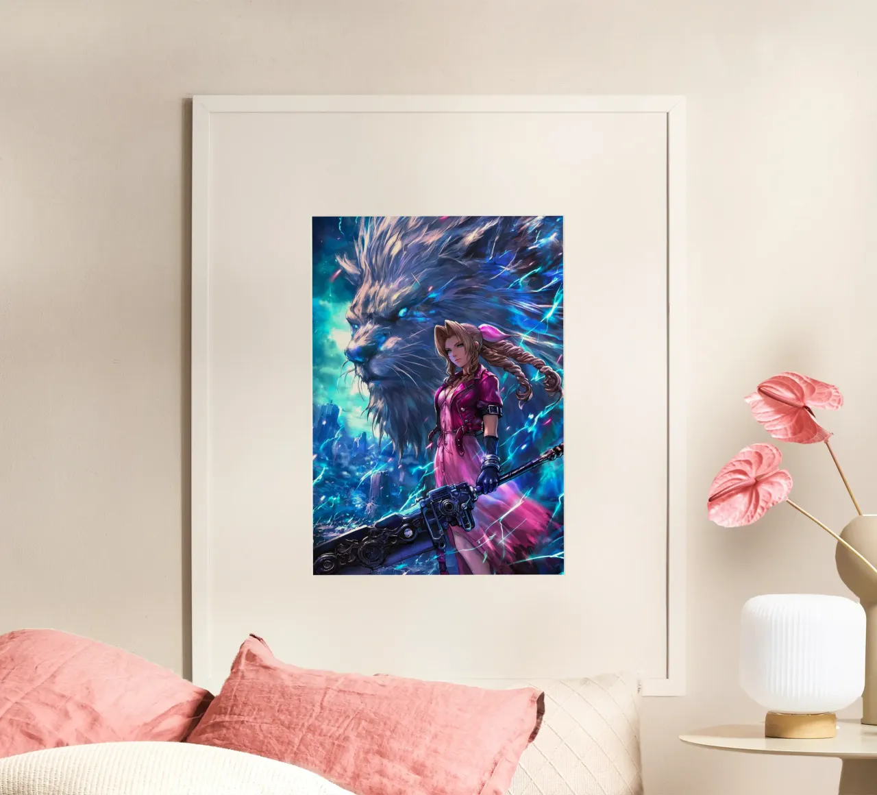 Aerith Final Fantasy VII poster con telaio in alluminio da Fleur de Lys