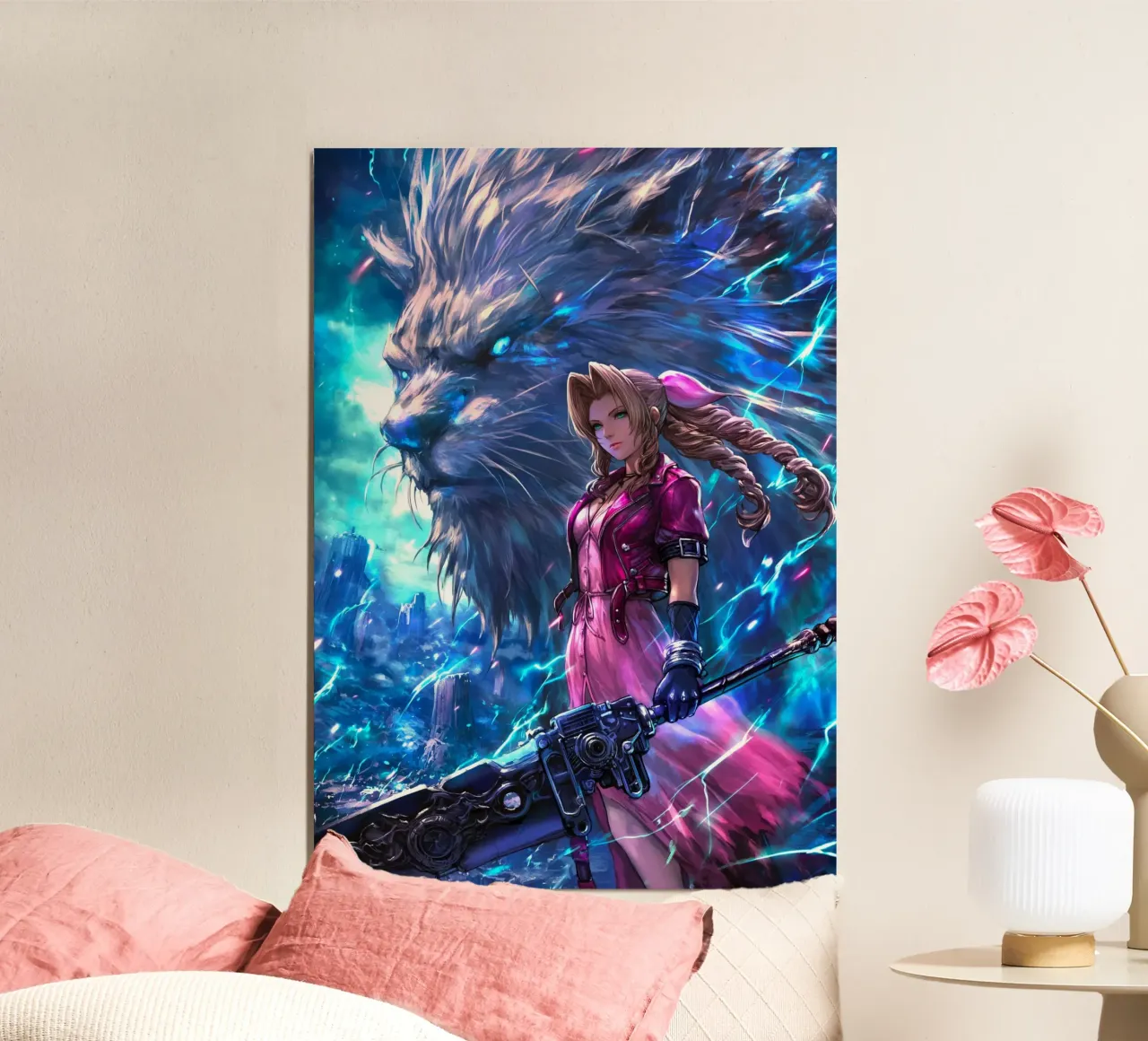 Aerith Final Fantasy VII poster con telaio in alluminio da Fleur de Lys