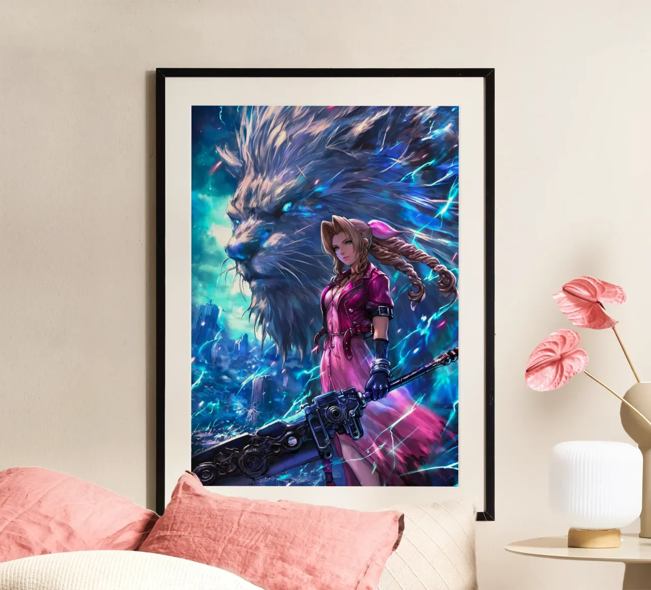 Aerith Final Fantasy VII poster con telaio in alluminio da Fleur de Lys