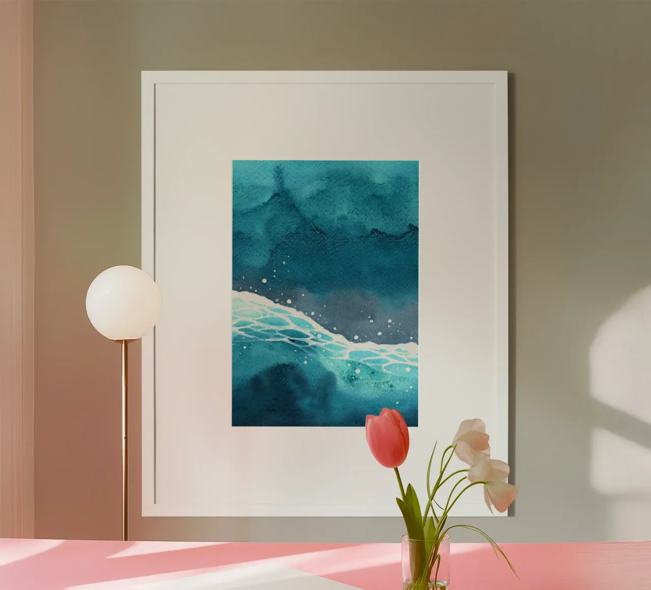 Abstracte oceaangolf - dynamisch aquarel zeegezicht poster van NorwesClub