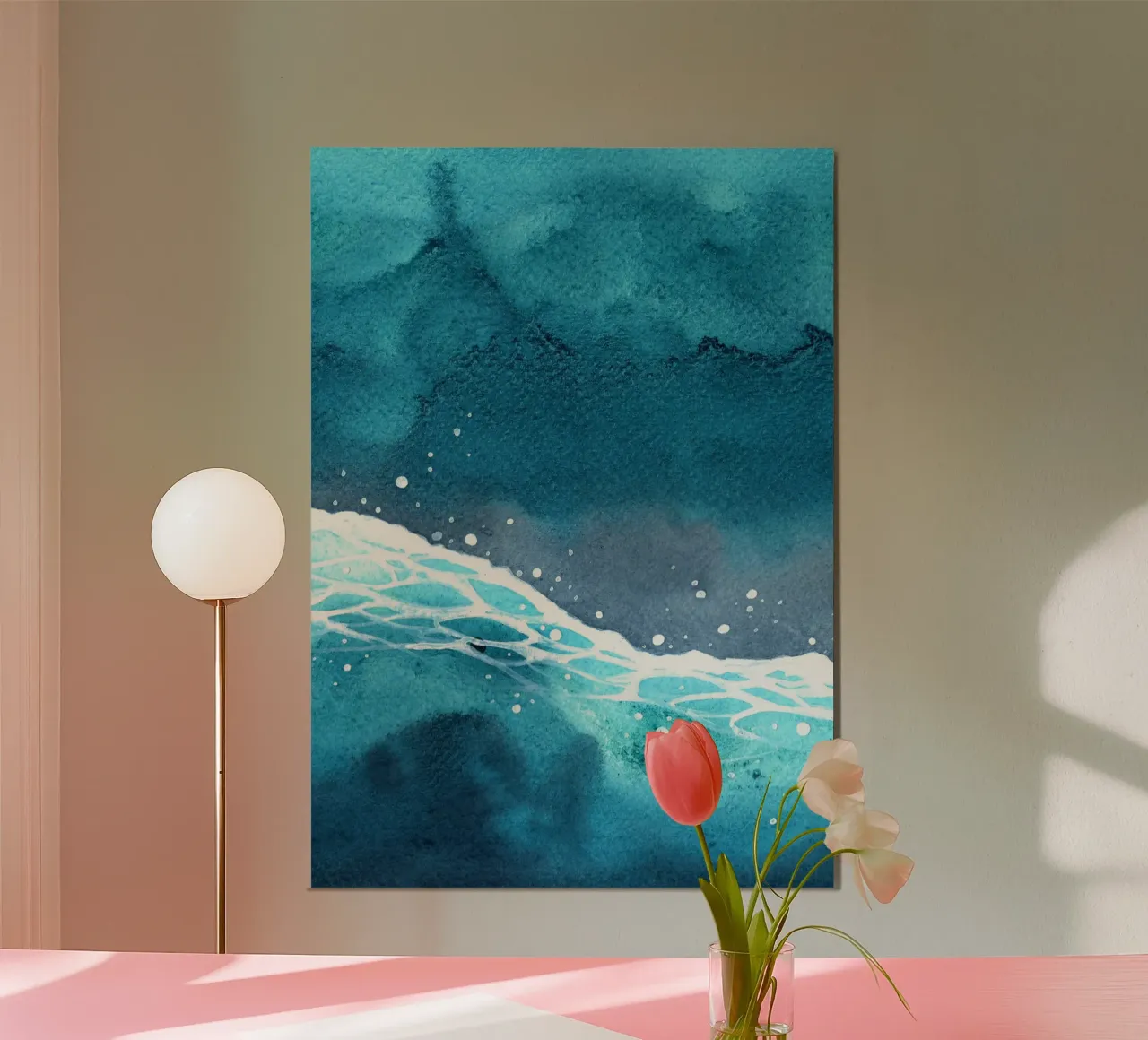 Abstracte oceaangolf - dynamisch aquarel zeegezicht poster van NorwesClub