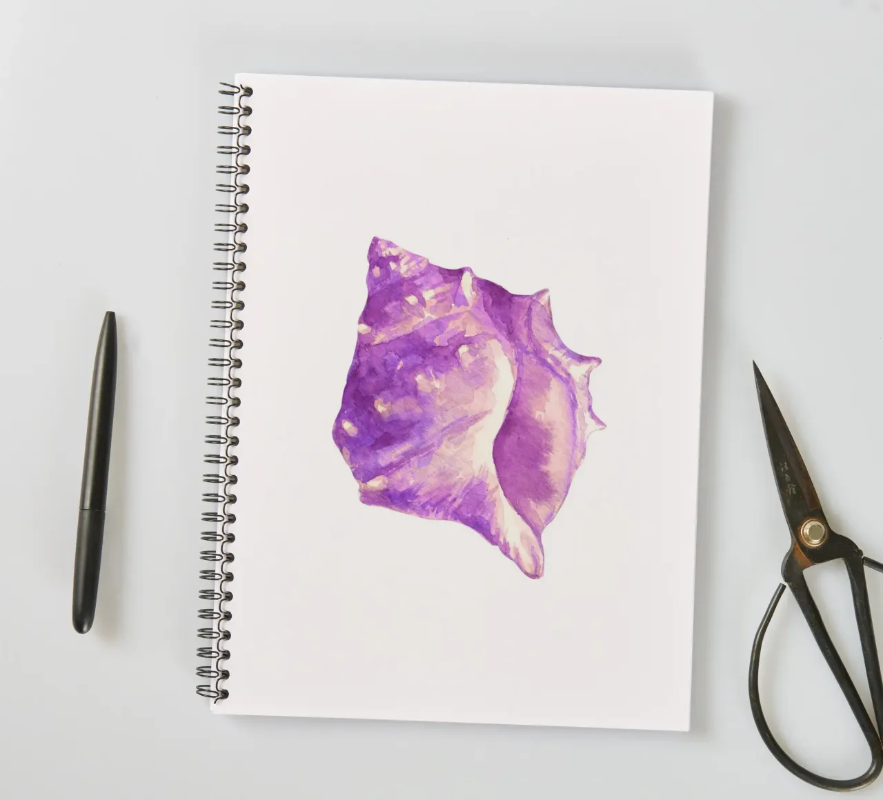 Coquillage violet royal - Aquarelle Coastal Artistry carnet à spirale de NorwesClub