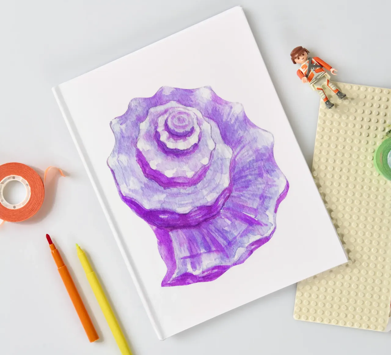 Conchiglia a spirale viola - Acquerello di arte costiera diario da NorwesClub