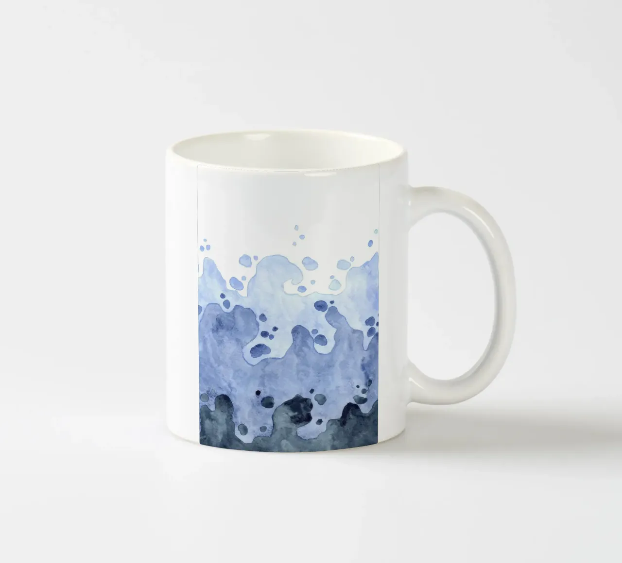 Abstract Ocean Spray - Dynamic Blue Watercolor Art ceramic mug by NorwesClub