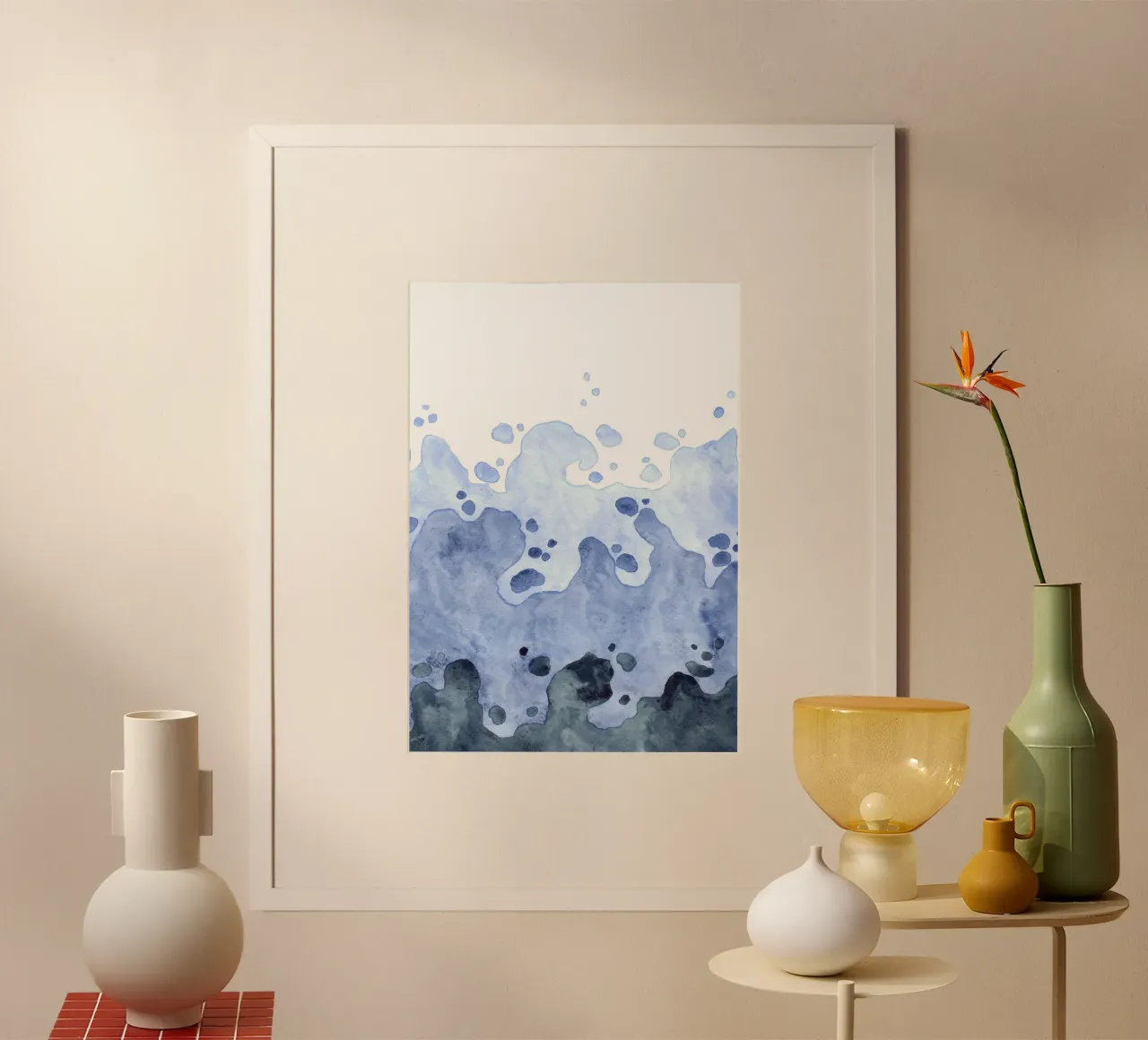 Abstrakte Meeresgischt - Dynamische blaue Aquarellmalerei Poster von NorwesClub