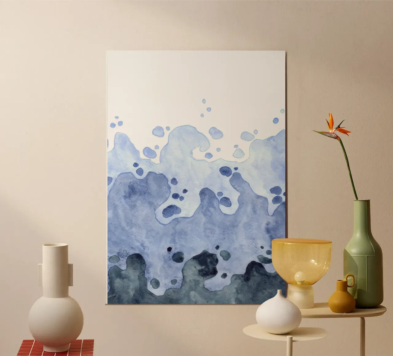 Abstrakte Meeresgischt - Dynamische blaue Aquarellmalerei Poster von NorwesClub