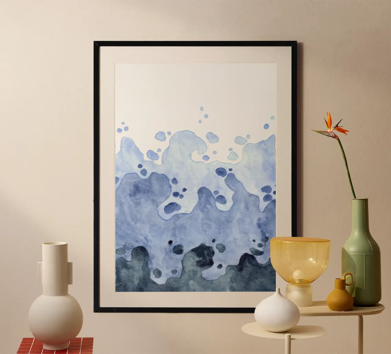 Abstrakte Meeresgischt - Dynamische blaue Aquarellmalerei Poster von NorwesClub