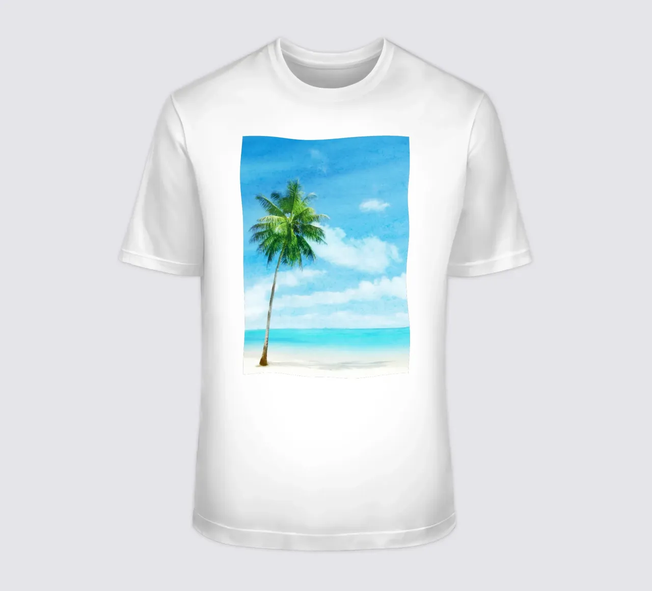 Palma del paradiso tropicale - Scenario acquerellato vivace sulla spiaggia t-shirt da NorwesClub