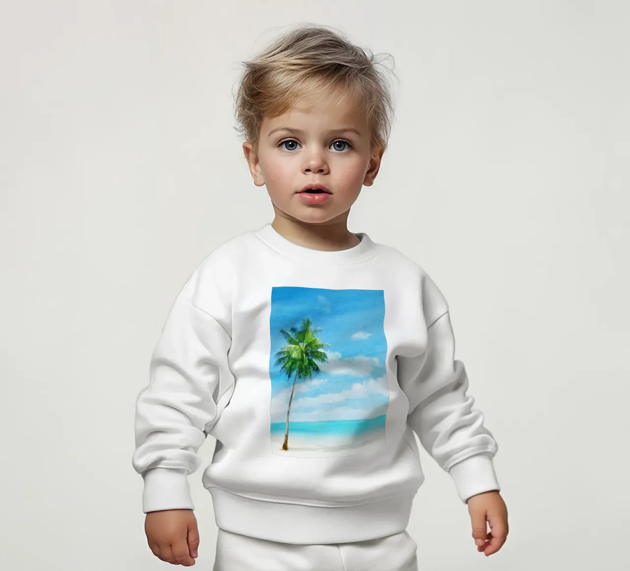 Palma del paradiso tropicale - Scenario acquerellato vivace sulla spiaggia felpa neonato da NorwesClub