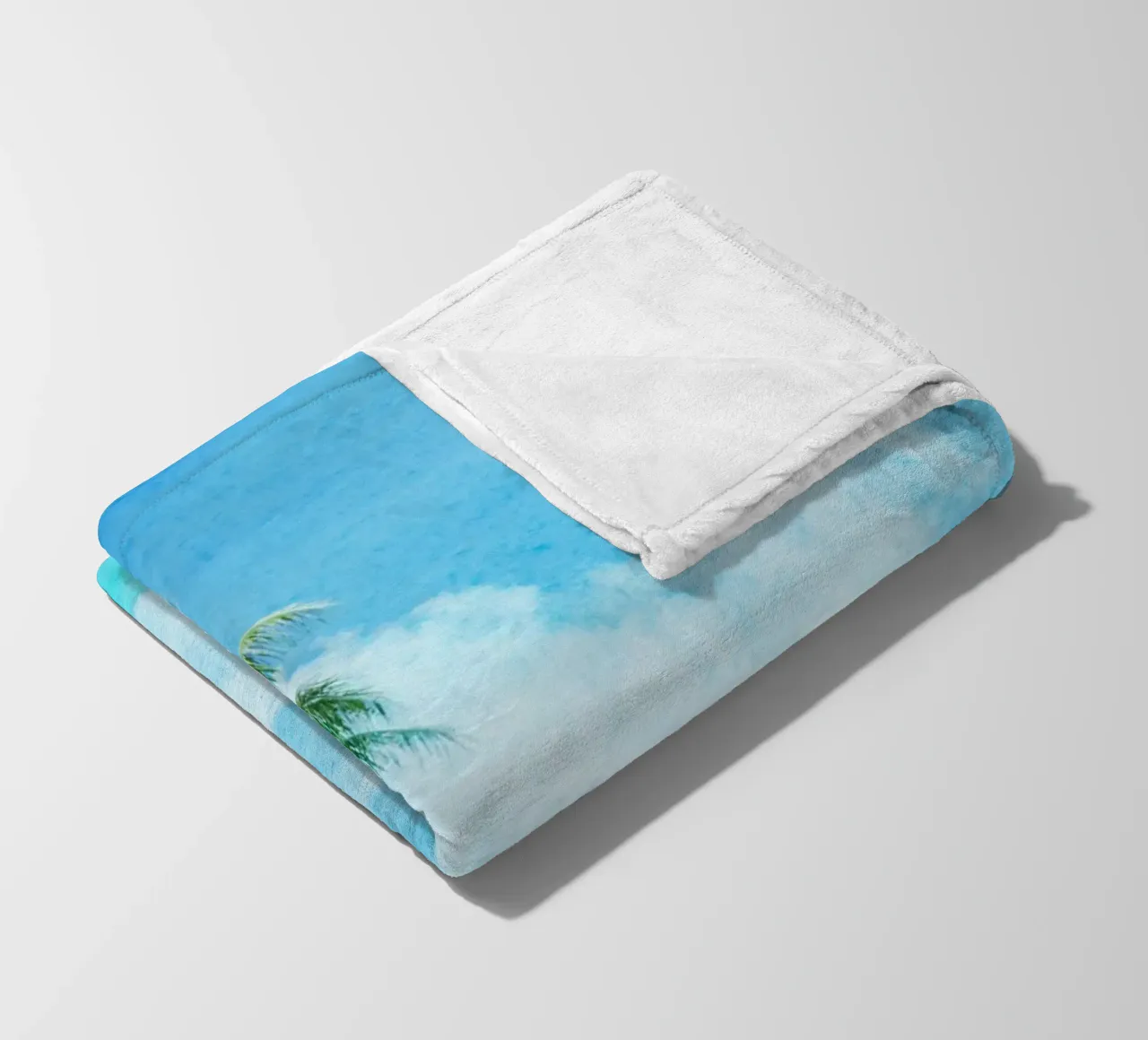 Palma del paradiso tropicale - Scenario acquerellato vivace sulla spiaggia coperta in pile da NorwesClub