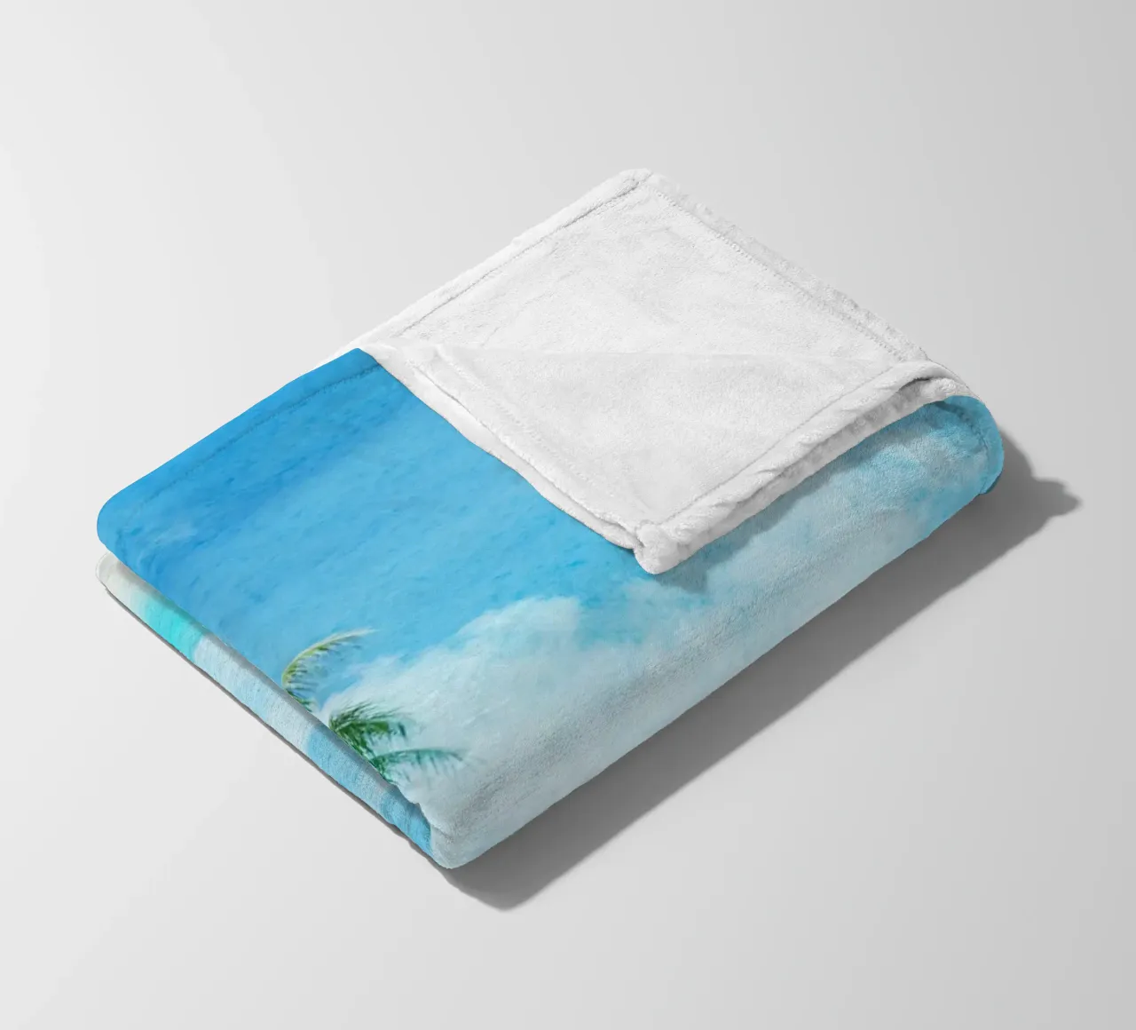 Palma del paradiso tropicale - Scenario acquerellato vivace sulla spiaggia coperta in pile da NorwesClub