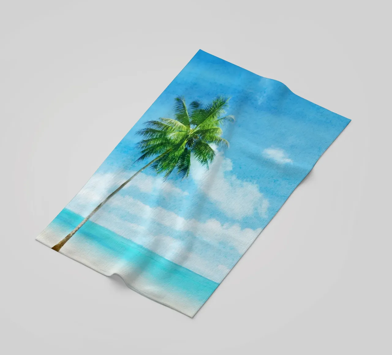 Palma del paradiso tropicale - Scenario acquerellato vivace sulla spiaggia telo mare da NorwesClub