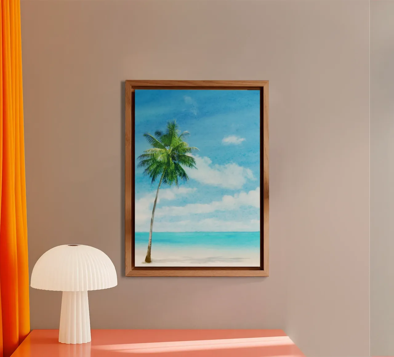Palma del paradiso tropicale - Scenario acquerellato vivace sulla spiaggia alluminio dibond da NorwesClub