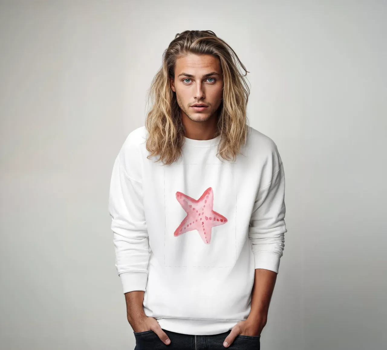 Soft Pink Starfish - Watercolor Coastal Marine Art sweatshirt by NorwesClub