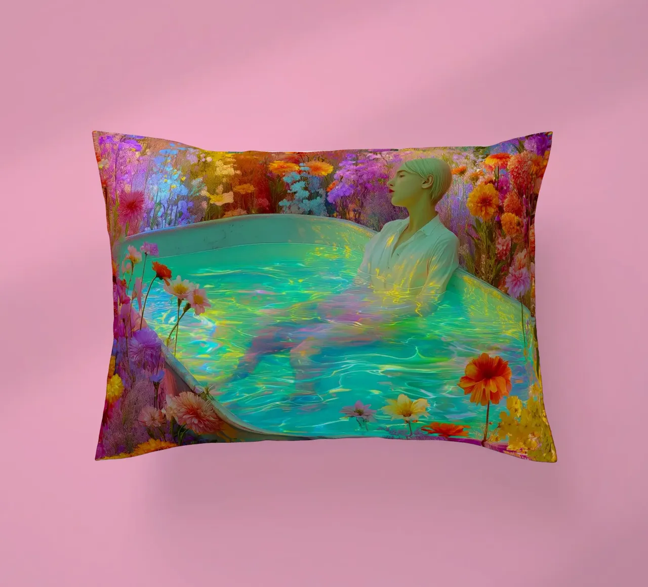 Summer bath decorative cushion by Justyna Jaszke JBJart