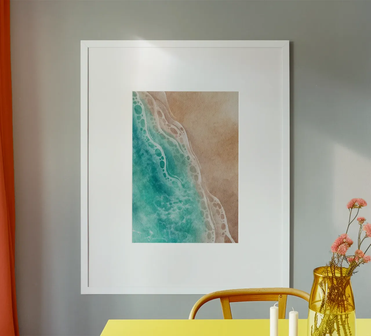 Linea di costa aerea dell'oceano - Acquerello Serenità costiera poster da NorwesClub