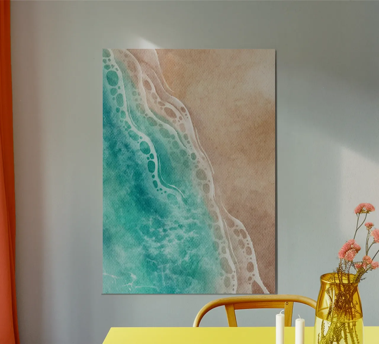 Linea di costa aerea dell'oceano - Acquerello Serenità costiera poster da NorwesClub