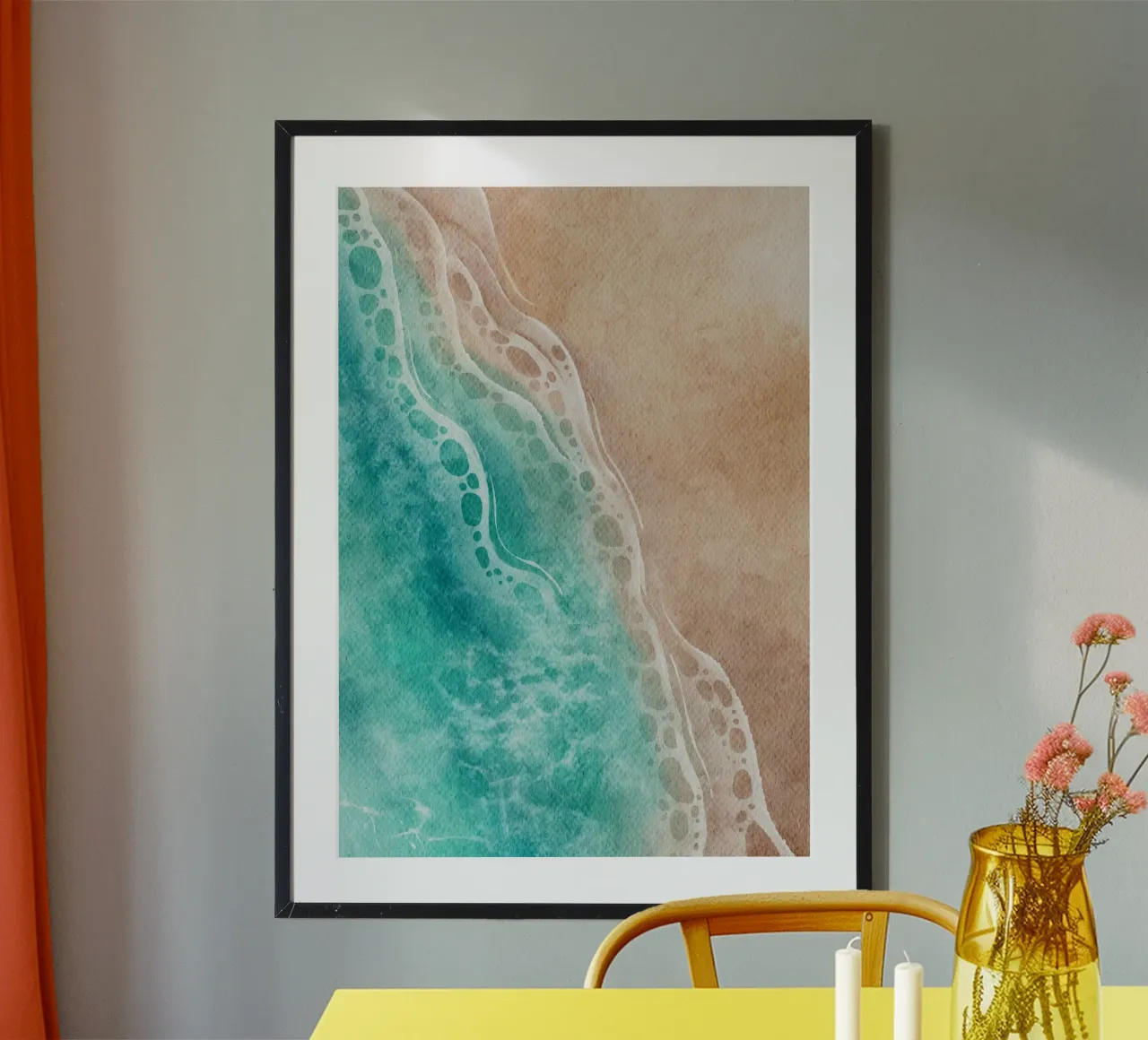 Linea di costa aerea dell'oceano - Acquerello Serenità costiera poster da NorwesClub
