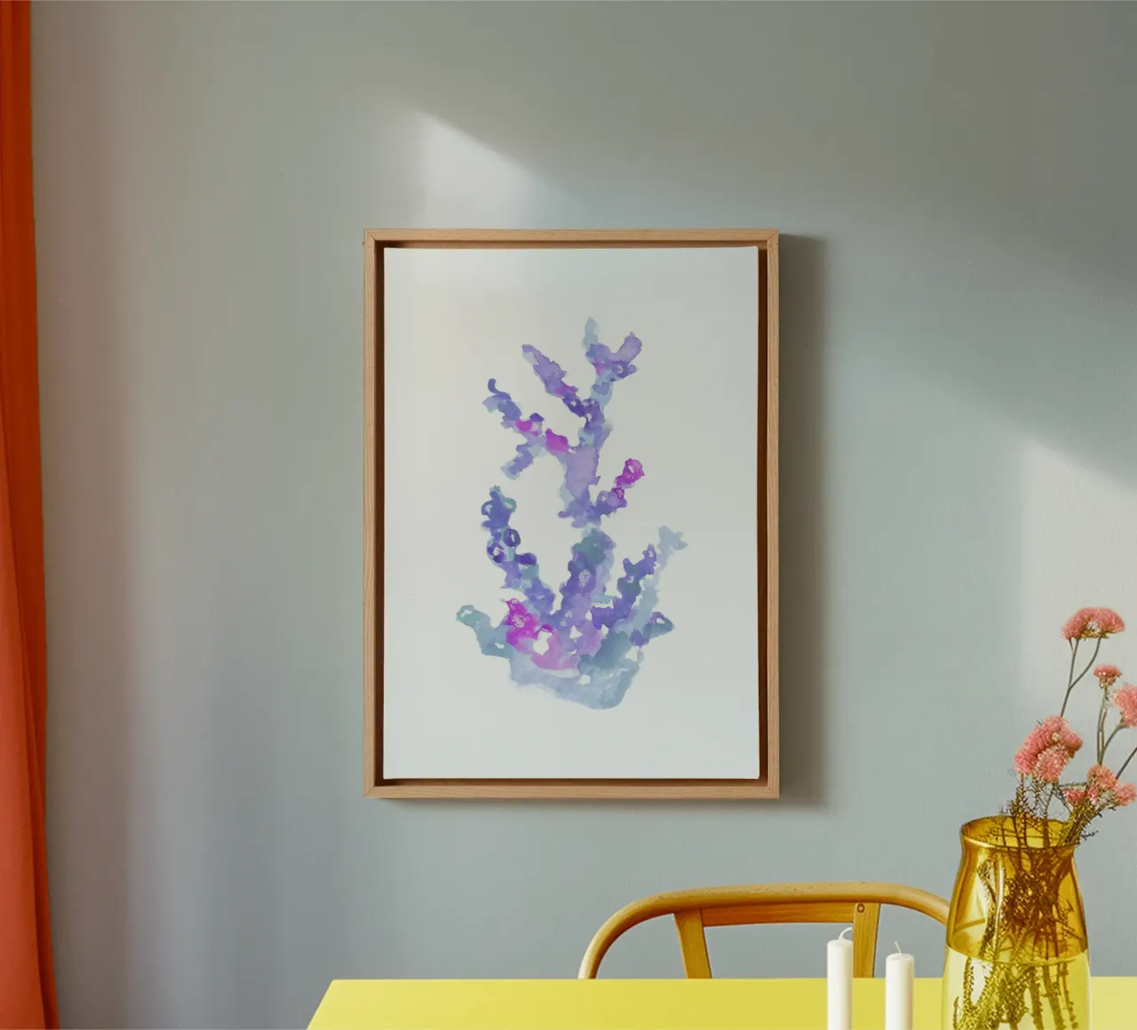 Amethist Koraaltak - Aquarel Marine Rif Kunst canvas met Baklijst van NorwesClub