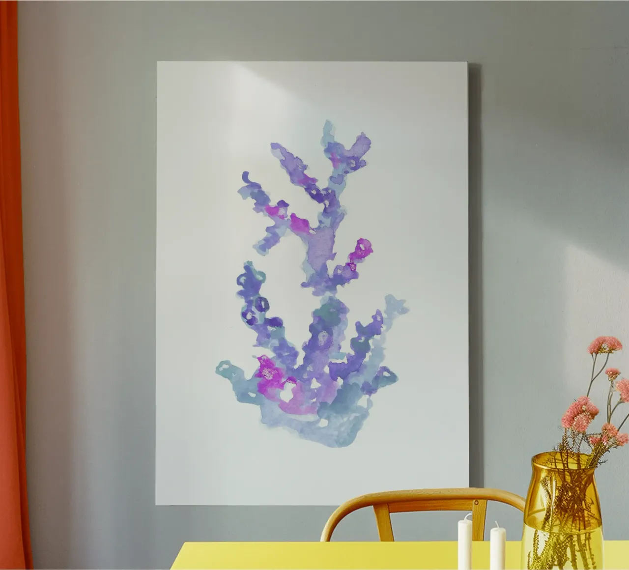 Amethist Koraaltak - Aquarel Marine Rif Kunst canvas met Baklijst van NorwesClub