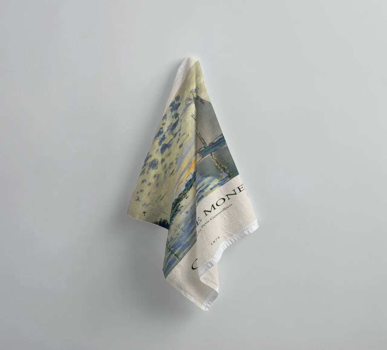 claude monet sunset and sailboat color view towel by belong shop