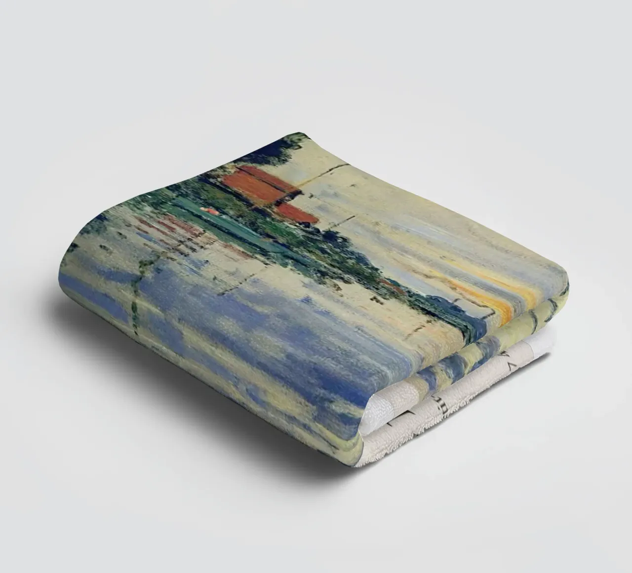 claude monet sunset and sailboat color view towel by belong shop