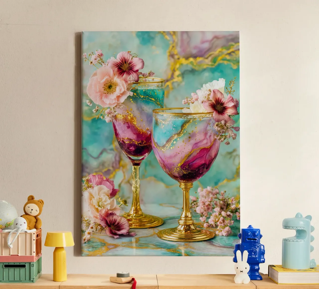 Elegant drinks canvas met Baklijst van Justyna Jaszke JBJart
