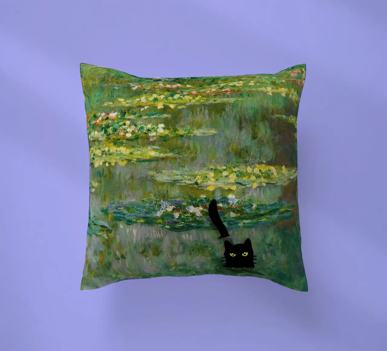gatto nero tra le ninfee claude monet cuscino da belong shop