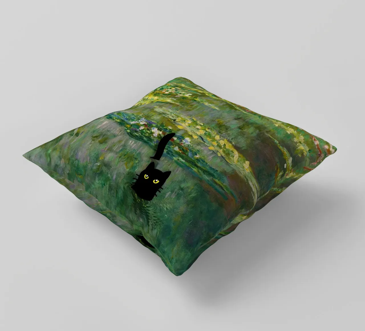 gatto nero tra le ninfee claude monet cuscino da belong shop