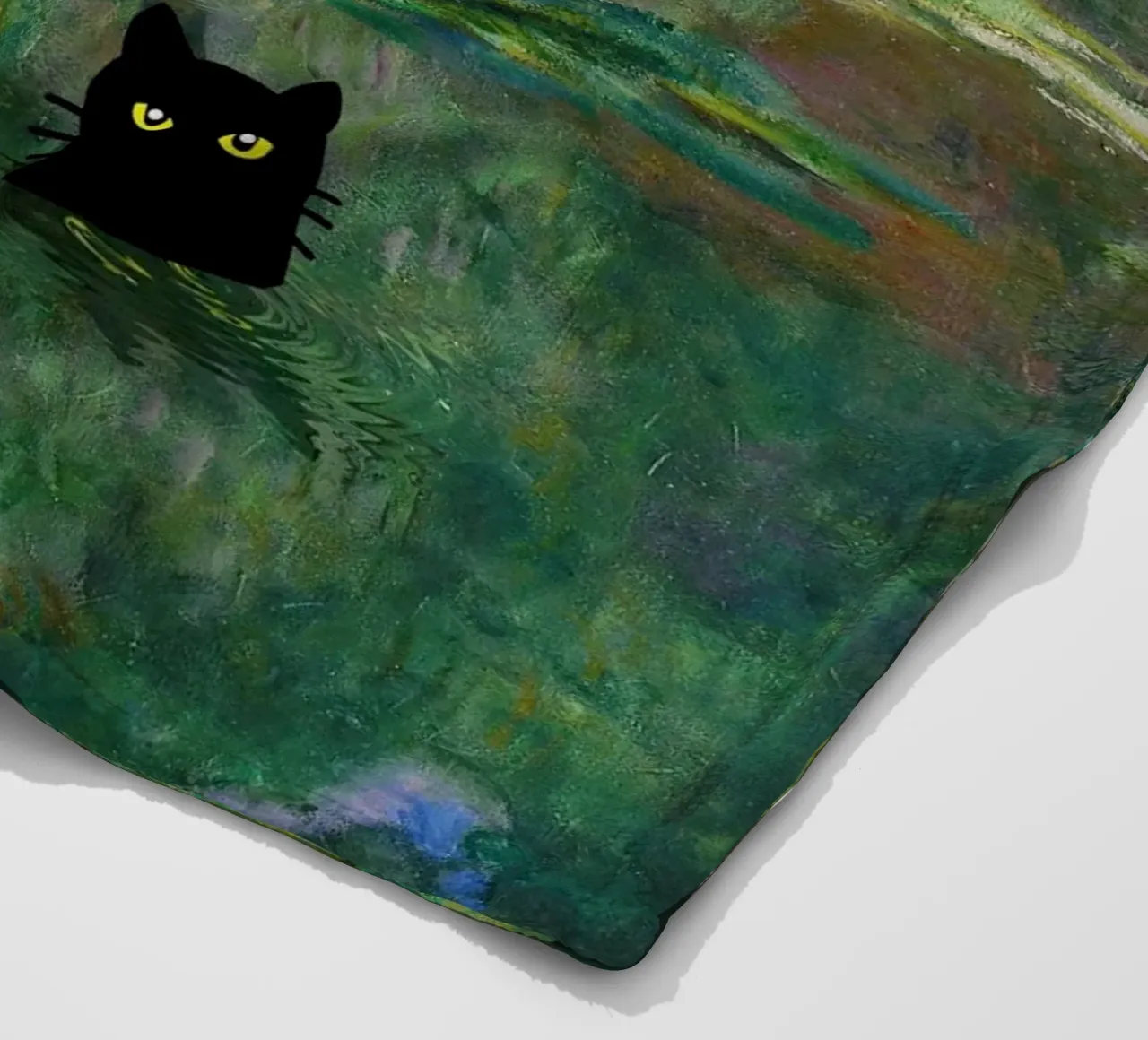 gatto nero tra le ninfee claude monet coperta in pile da belong shop