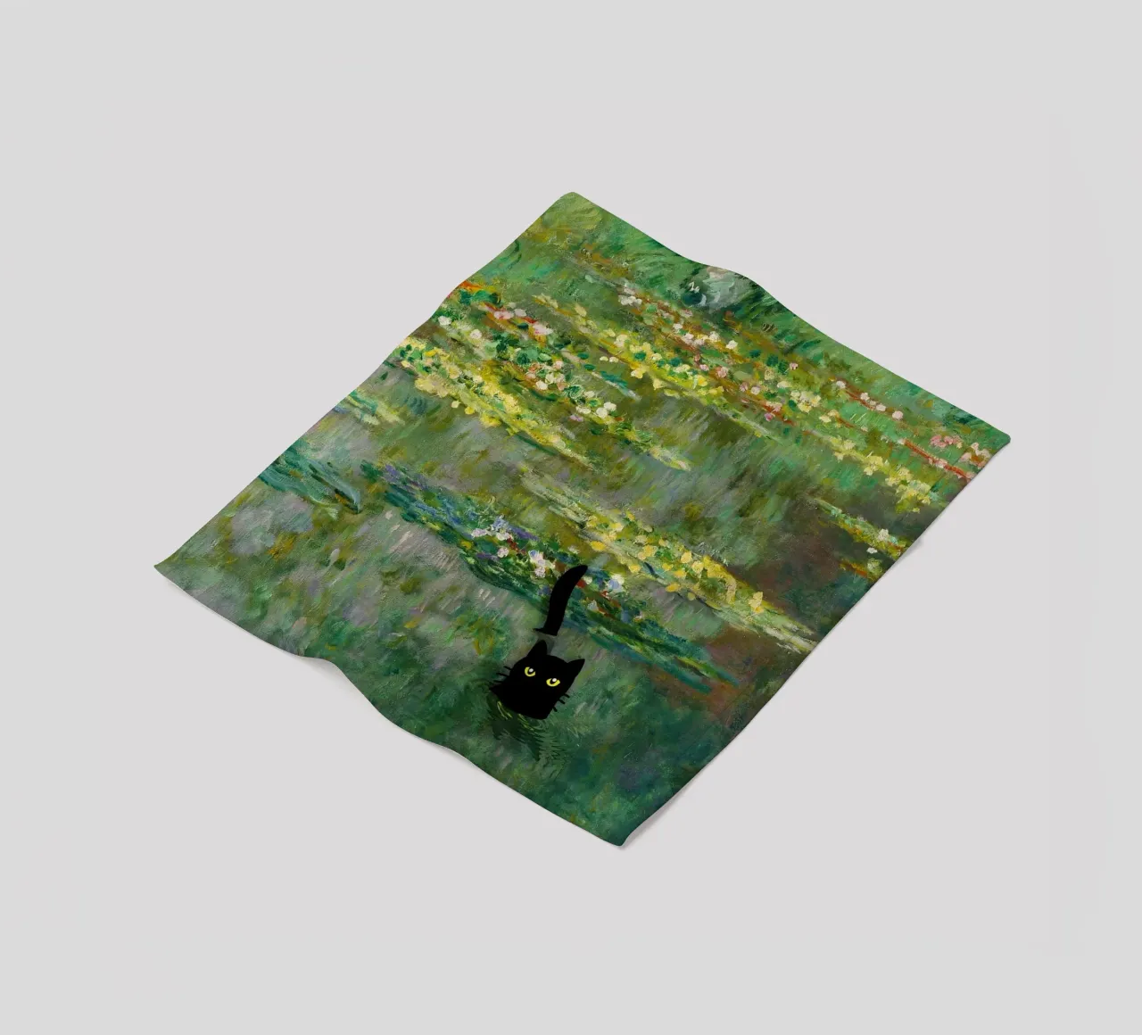 gatto nero tra le ninfee claude monet coperta in pile da belong shop