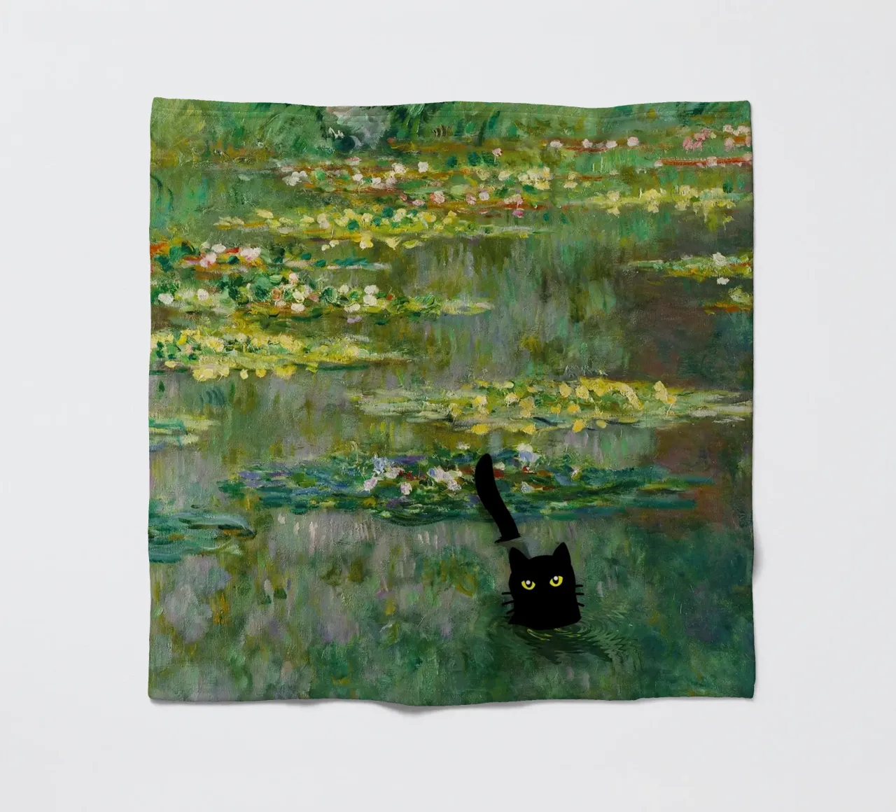 gatto nero tra le ninfee claude monet coperta in pile da belong shop