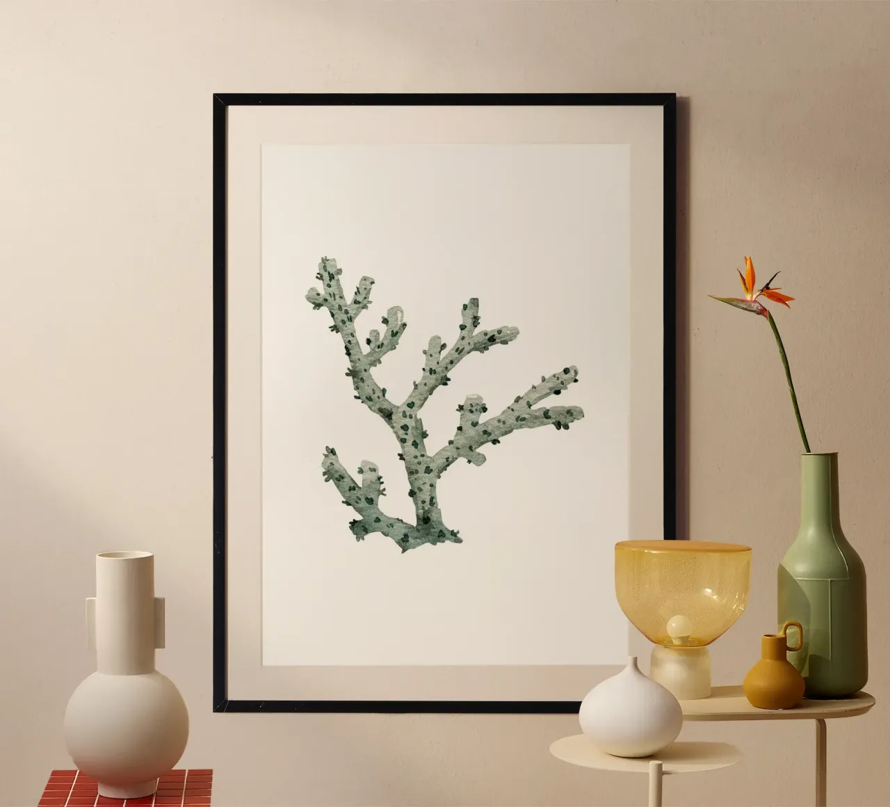 Graue strukturierte Koralle - Aquarell Marine Flora Kunst Hahnemühle von NorwesClub