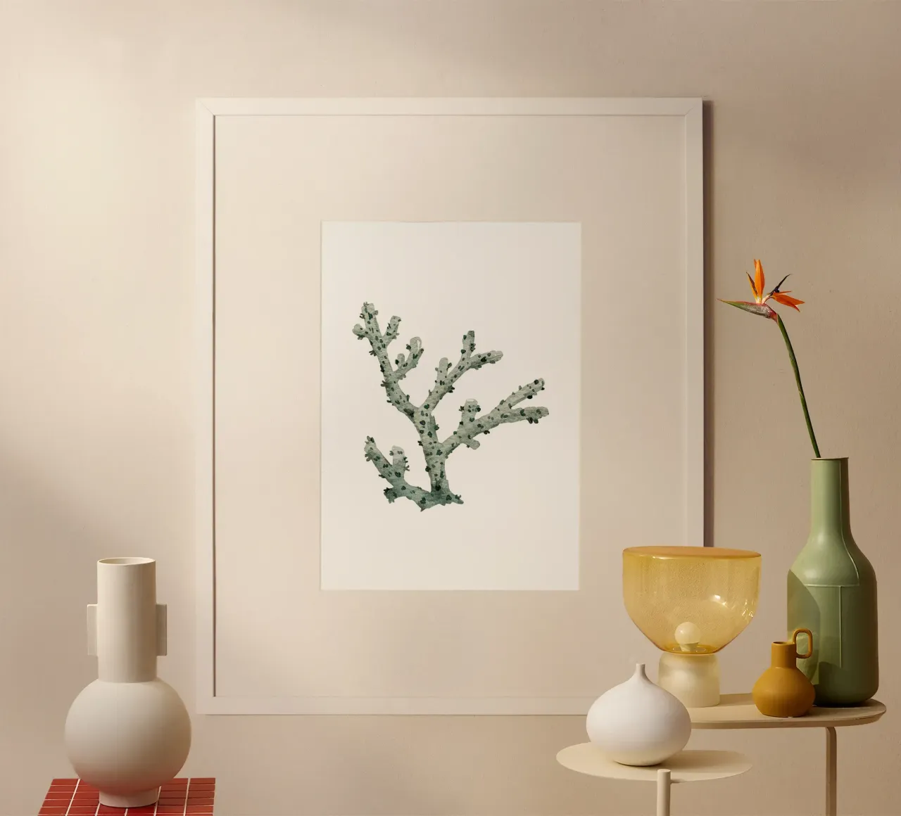 Graue strukturierte Koralle - Aquarell Marine Flora Kunst Hahnemühle von NorwesClub