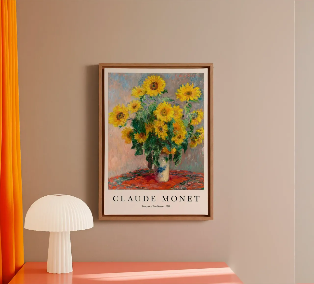 vaas met zonnebloemen op tafel claude monet canvas met Baklijst van belong shop