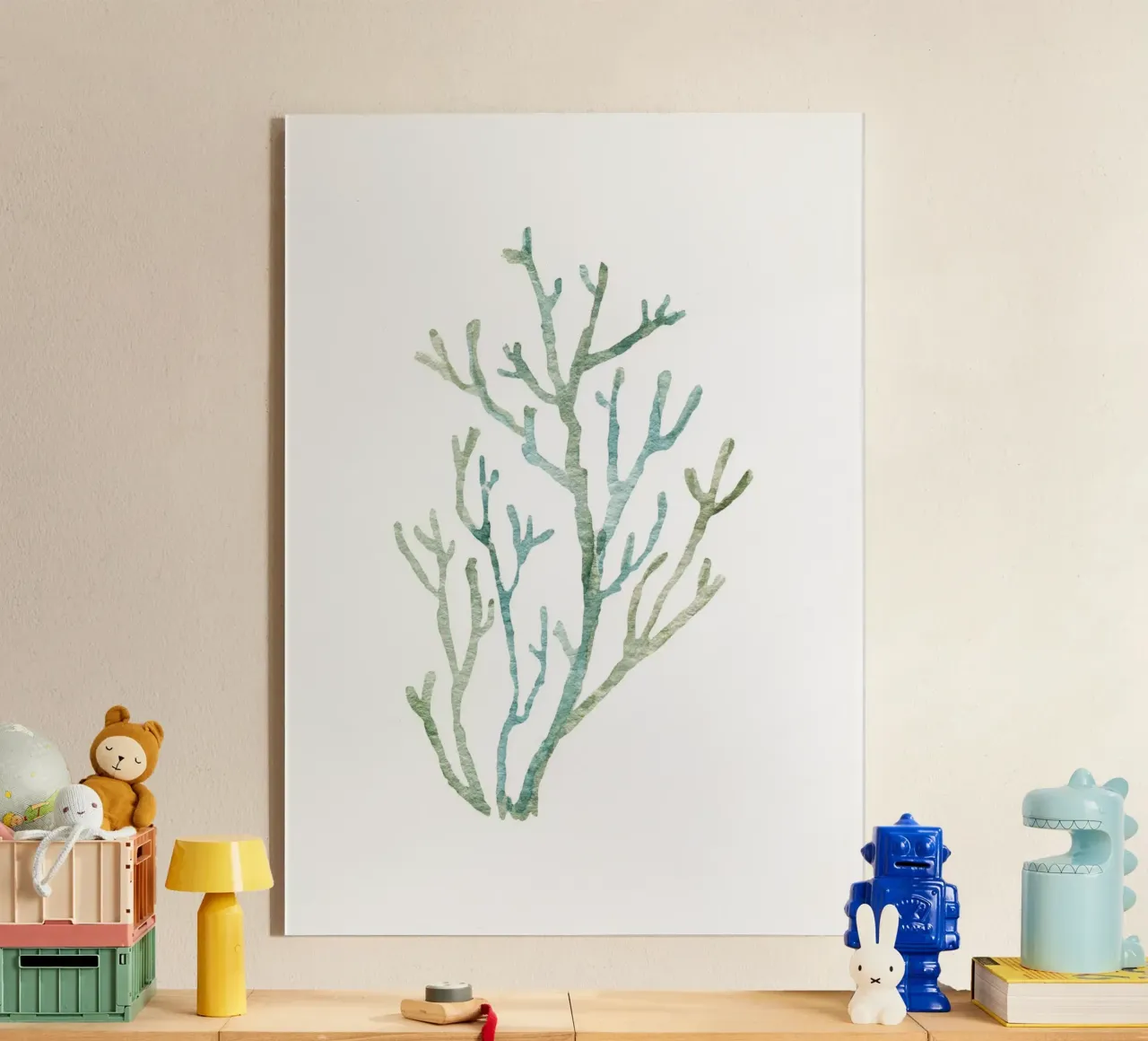 Pastell Hirschhorn Koralle - Aquarell Meeresflora Kunst Acryl-Glas von NorwesClub