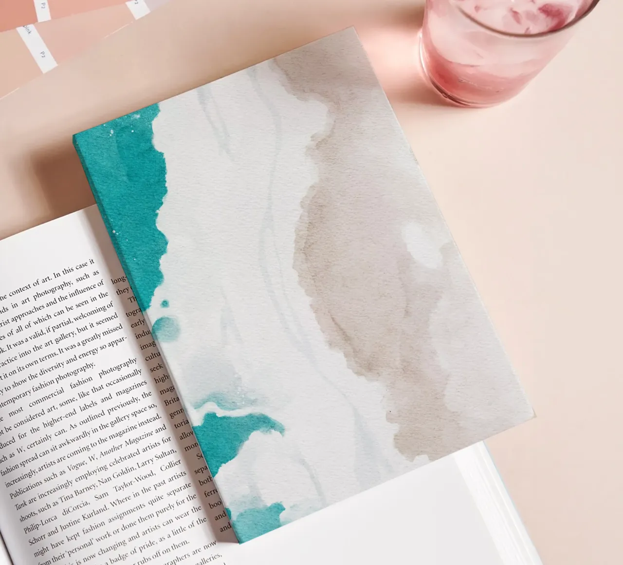 Coastal Abstract Flow - Serene Teal & Sand Watercolor notebook by NorwesClub