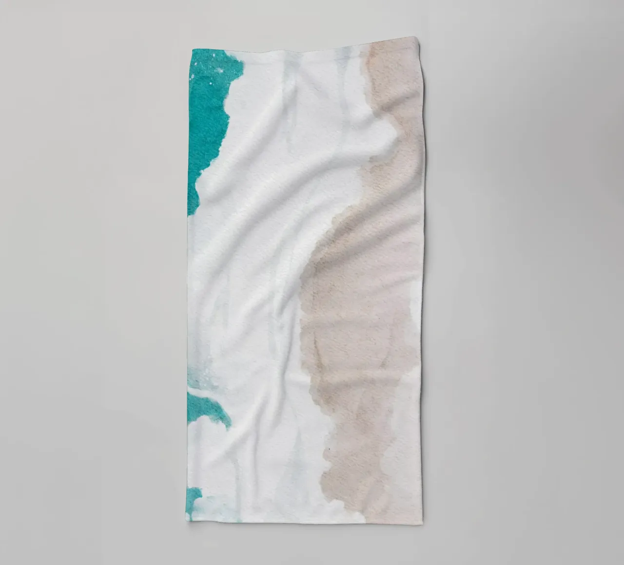 Coastal Abstract Flow - Serene Teal & Sand Watercolor towel by NorwesClub